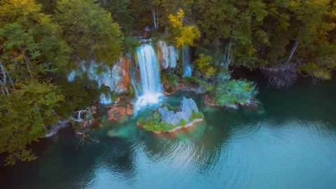 Sunset Waterfall View In Forest Stock Footage 304112588