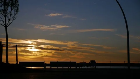 Sunset on the waterfront Stock Footage 83639267