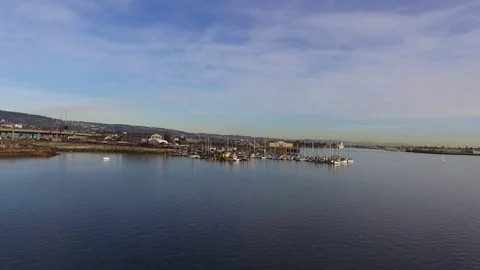 Sunset with waterview in Oakland, California Stock Footage
