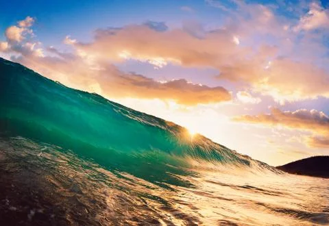 Sunset wave Stock Photos