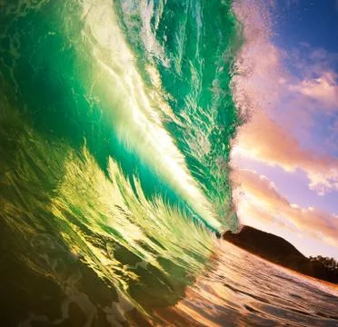 Sunset wave Stock Photos