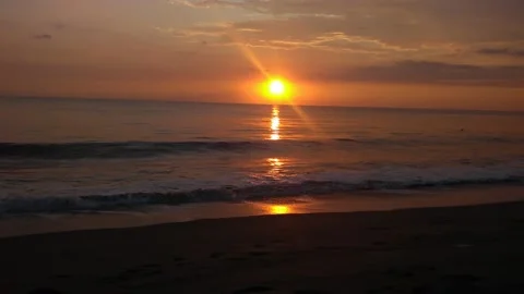 Sunset with wave sound Stock Footage 208268291