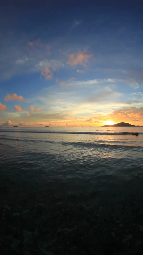 Sunset, Waves, and the Winter Islands of the Truk Islands Stock Footage 324921955