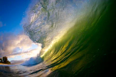 Sunset Waves Big beautiful Stock Photos