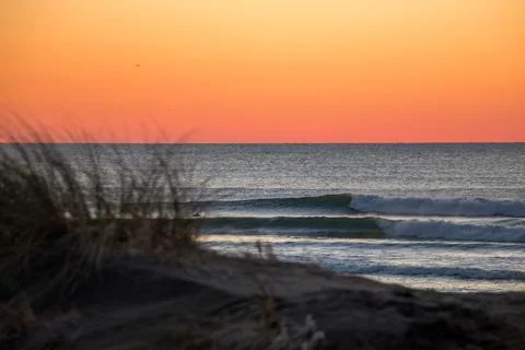 Sunset waves breaking at Ocean Beach, San Francisco, California Stock Photos