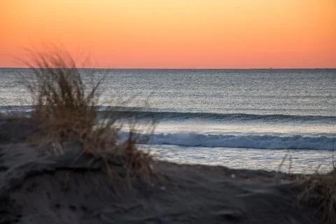 Sunset waves breaking at Ocean Beach, San Francisco, California Stock Photos