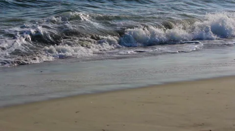 Sunset Waves Crash On Beach Stock Footage 53488767