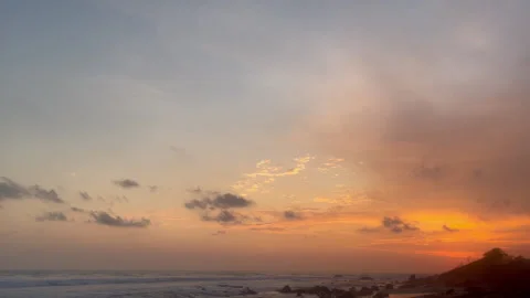 Sunset Waves A Few Rocks- Stock Footage 175479194