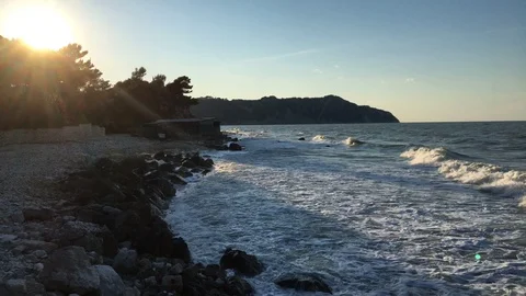 Sunset on the waves Stock Footage 105506667