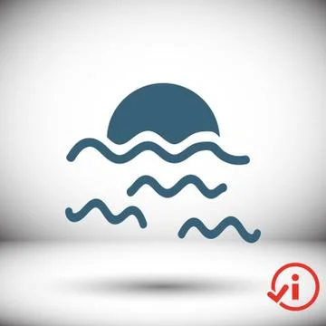 Sunset waves icon stock vector illustration flat design Stock Illustration