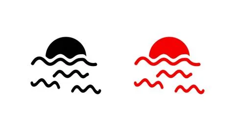 Sunset waves icon stock vector illustration flat design 库存插图