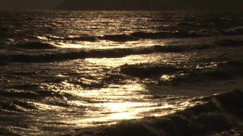 Sunset Waves in the Mediterranean  Stock Footage 265640