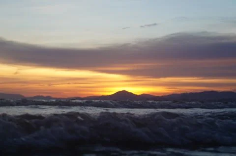 Sunset Waves Stock Photos