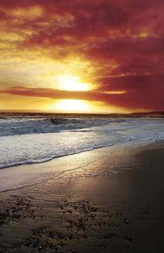 Sunset waves sea Stock Photos