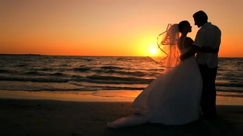 Sunset Wedding on the Beach Stock Footage