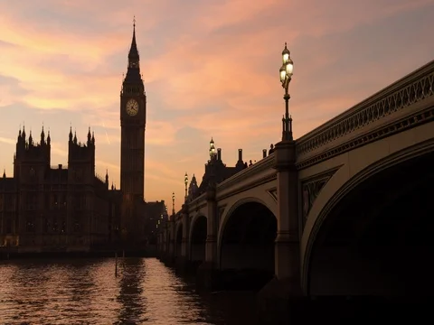 Sunset at Westminster bridge Stock Footage 71454005