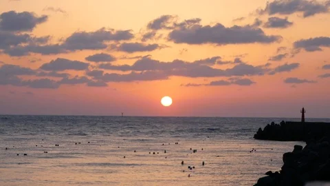 Sunset at Wharf Stock Footage 87598358