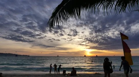 Sunset White Beach Stock Footage 47385649