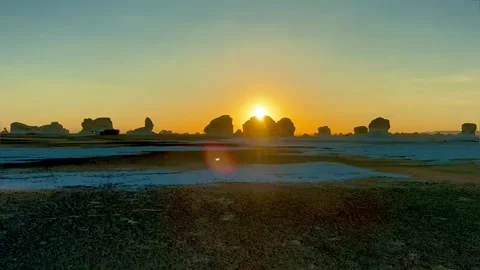 Sunset in the White Desert, Egypt Stock Footage 309534937
