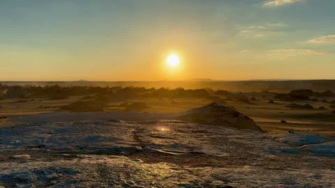 Sunset in the White Desert, Egypt. Stock Footage 313541634