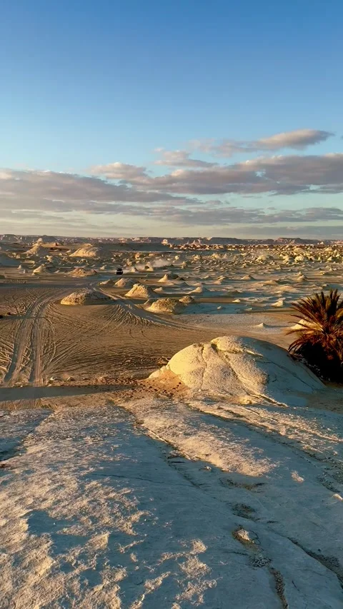 Sunset in the White Desert, Egypt. Stock Footage 313541657