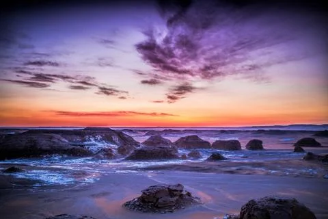 Sunset at white desert Stock Photos