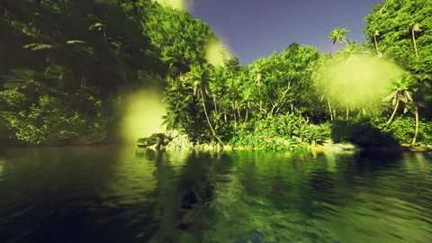Sunset in wilderness featuring reflective rippling water and somber hues Stock Footage 341566036