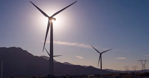 Sunset Wind Farm California Stock-Footage 82884727