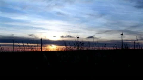 Sunset- Wind Farm, Colorado Vídeo Stock 12177611