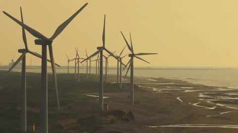 Sunset Wind Farm 스톡 동영상 320877762