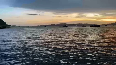 Sunset wind small wave on ocean sea water near the beach at straits of Melaka Stock-Footage 222695479