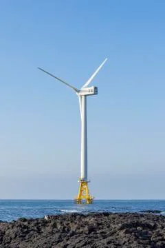  Sunset at the Wind Turbine Stock Photos