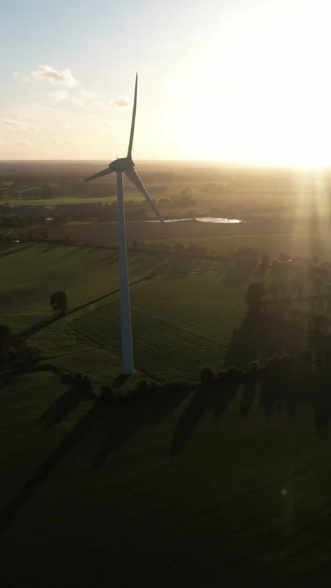 Sunset Wind Turbine | Vertical 4K Stock Footage 319998764