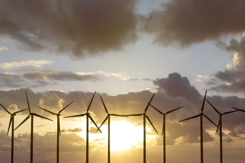 Sunset Wind Turbines 1 Stock Footage 800738