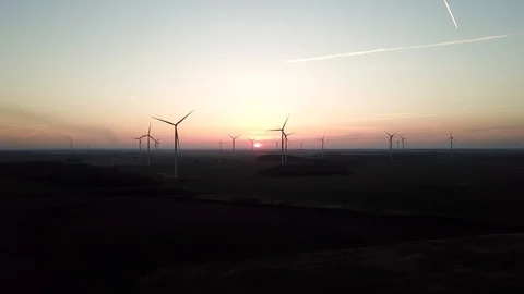 Sunset Wind Turbines Stock Footage 89207449
