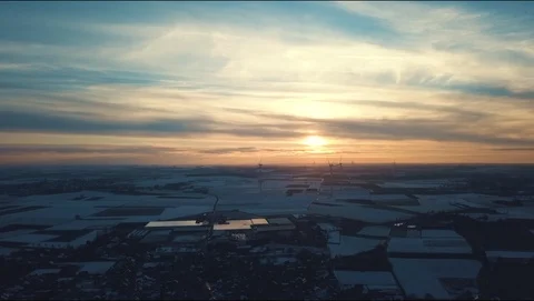 Sunset windmills DJI Mavic Pro Stock Footage 102467806