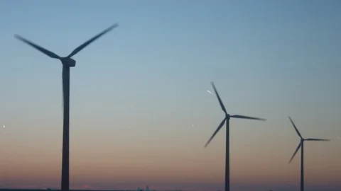 Sunset with windmills Stock Footage 70286280