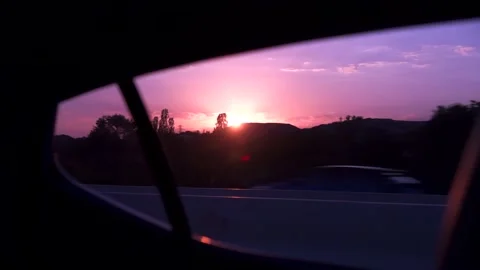 Sunset in the window of a business class car Stock Footage 135921560