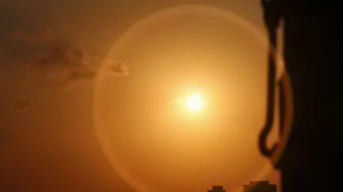 Sunset from the window of an Egyptian house in Cairo Stock Footage 122224439