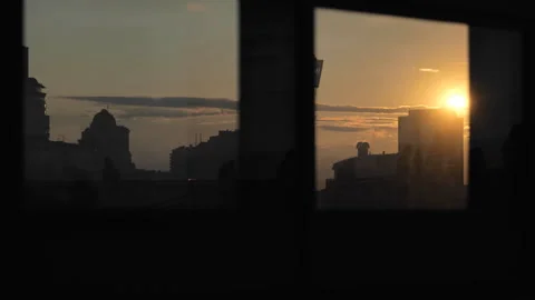 Sunset from the window of Kiev Stock Footage 246872040