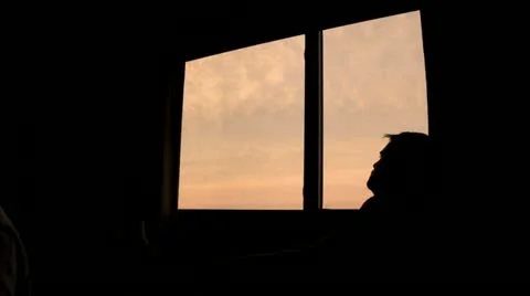 Sunset Window Silhouette Stock Footage 12595472