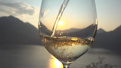 Sunset wineglass Stock Footage 122533326