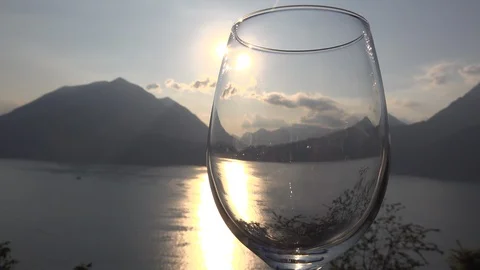 Sunset wineglass holiday Stock Footage 122533404