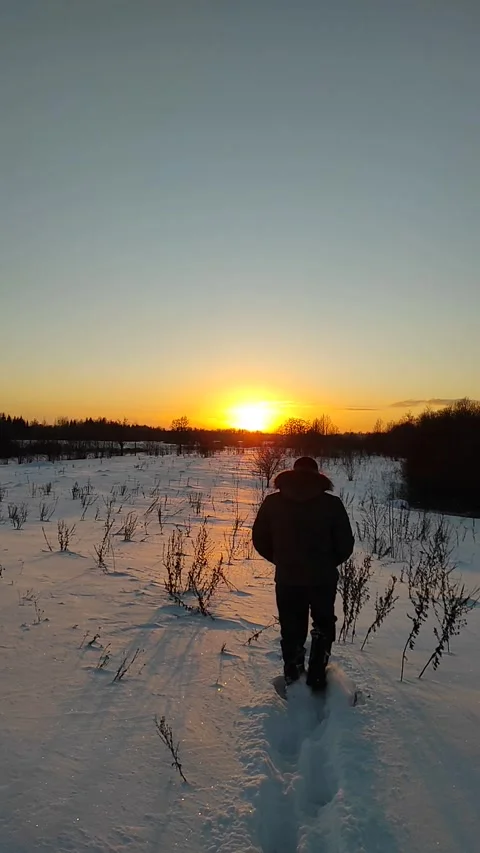 Sunset in winter 1 (slow motion) Stock-Footage 269716041