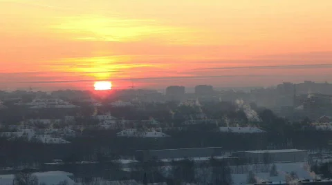 Sunset in winter city timelapse Video stock 595254