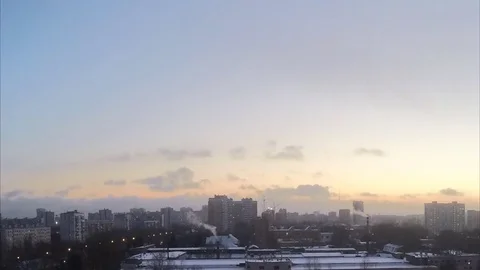 Sunset in winter in the city timelapse Vidéo 79814784