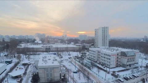 Sunset in winter in city timelapse 스톡 동영상 79814889