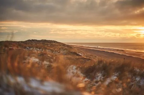 Sunset in winter on denmarks coast Stock Photos