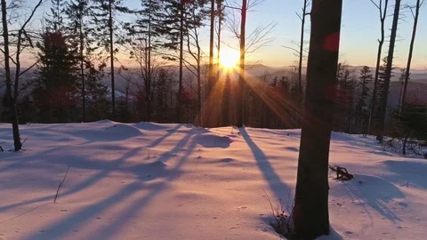 Sunset Winter Dolly View Aerial 4k Stock Footage 70886440