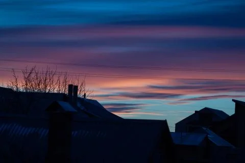 Sunset on a winter evening Foto stock